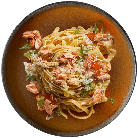 Dill Smoked Salmon Fettuccine Pasta with Lemon